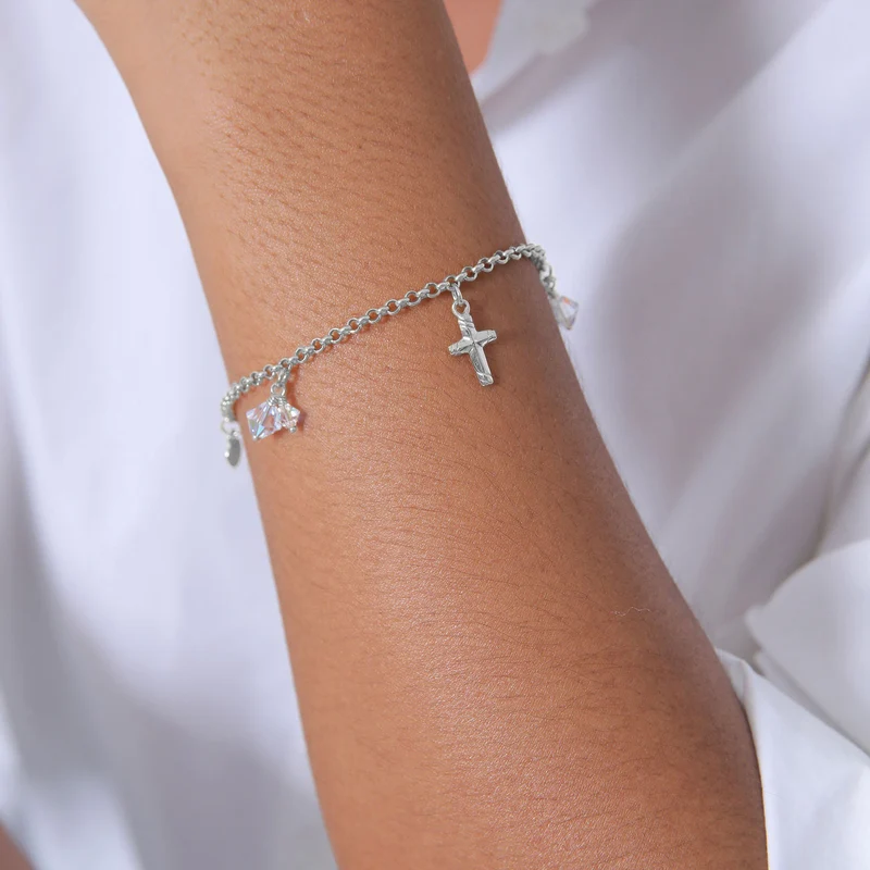 Bettelarmband Anker | Kristall ( Weiß )