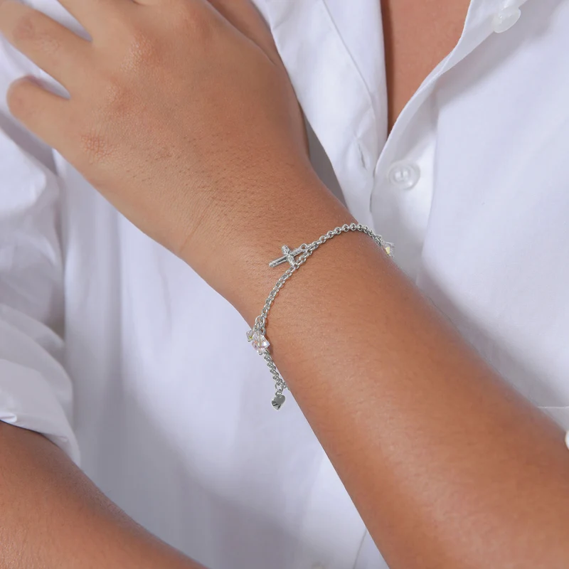 Bettelarmband Anker | Kristall ( Weiß )