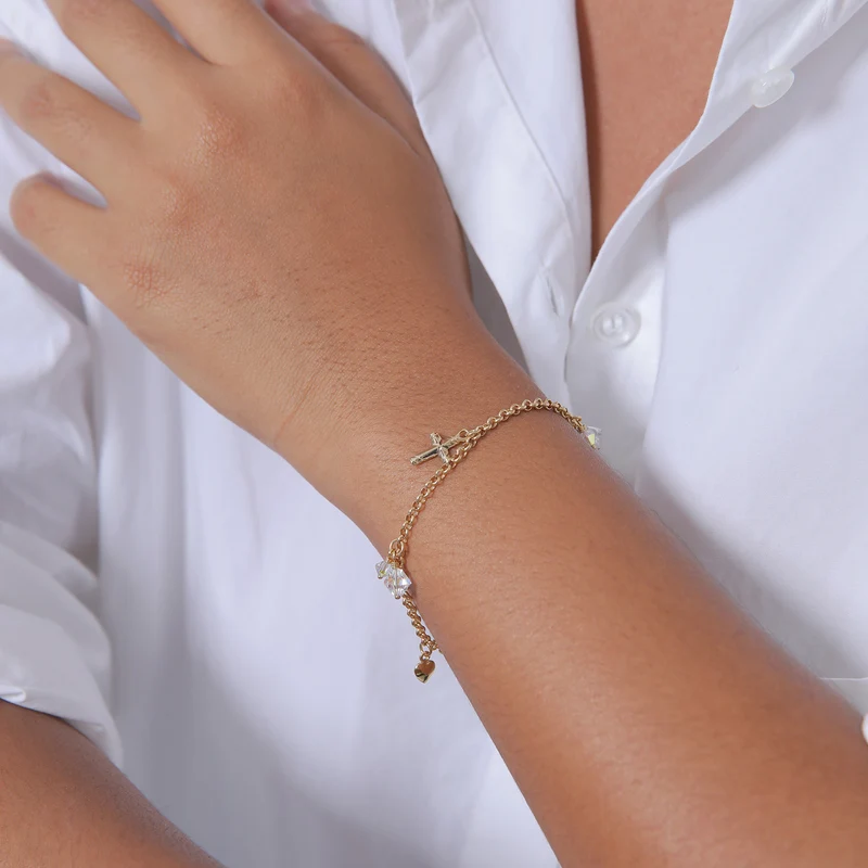 Bettelarmband Anker | Kristall ( Weiß )