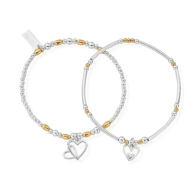 Mixed Metal Double Devotion Bracelet Set Of 2