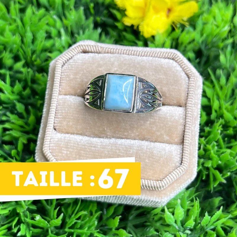 Silberner Larimar-Pfeil-Siegelring Nr. 6