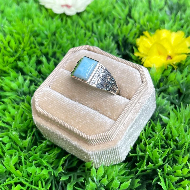 Silberner Larimar-Pfeil-Siegelring Nr. 6
