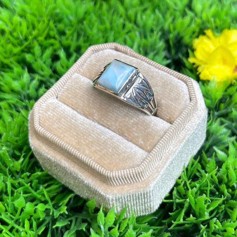 Silberner Larimar-Pfeil-Siegelring Nr. 9