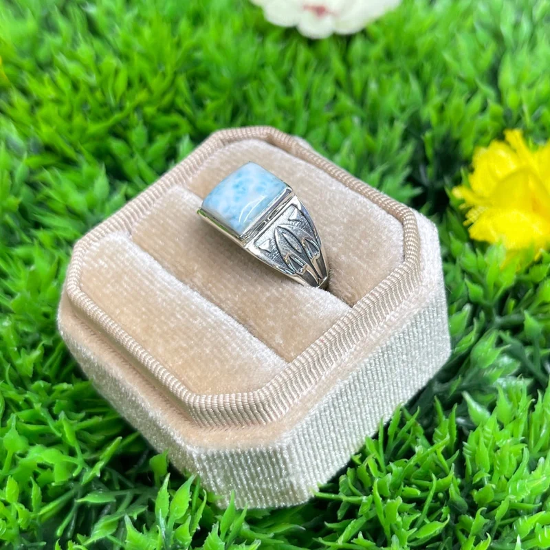 Silberner Larimar-Pfeil-Siegelring Nr. 3