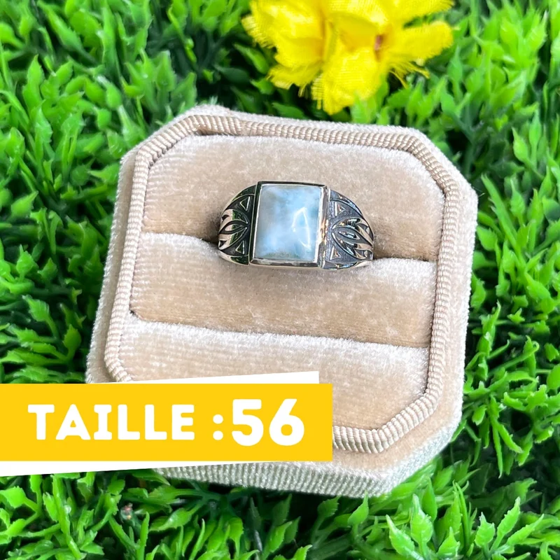 Silberner Larimar-Pfeil-Siegelring Nr. 8
