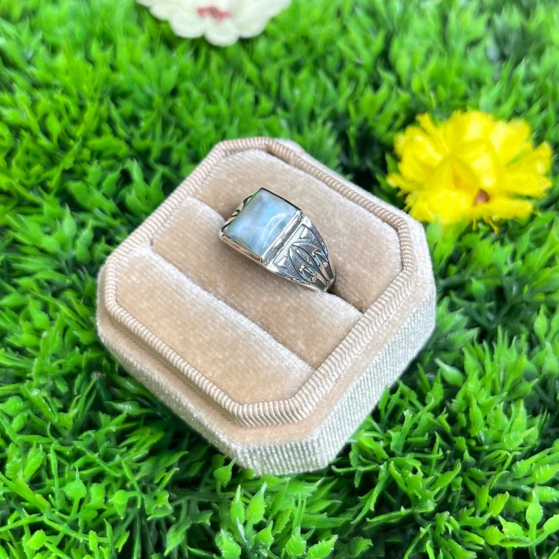 Silberner Larimar-Pfeil-Siegelring Nr. 8
