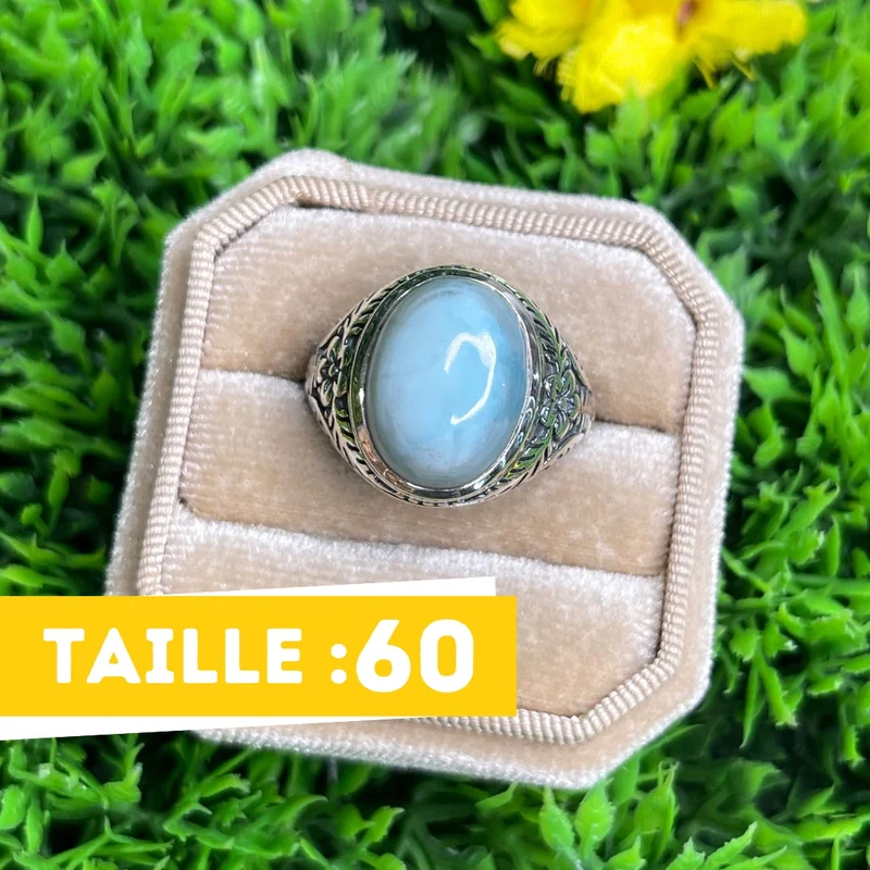 Silberner Larimar-Blumen-Siegelring Nr. 3