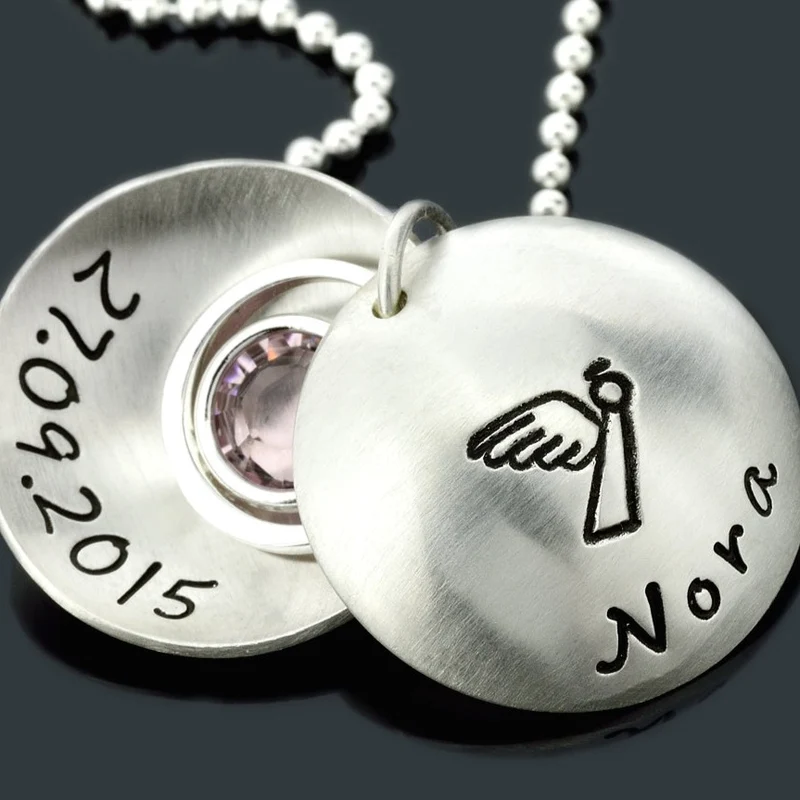 TAUFSCHMUCK MIT GRAVUR, TAUFRING KETTE, MEDAILLON SILBER