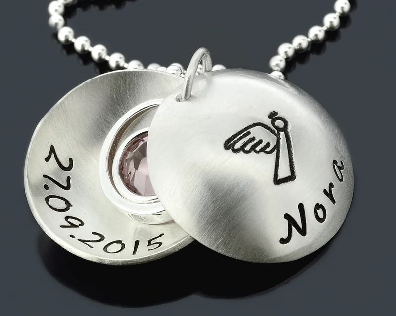 TAUFSCHMUCK MIT GRAVUR, TAUFRING KETTE, MEDAILLON SILBER