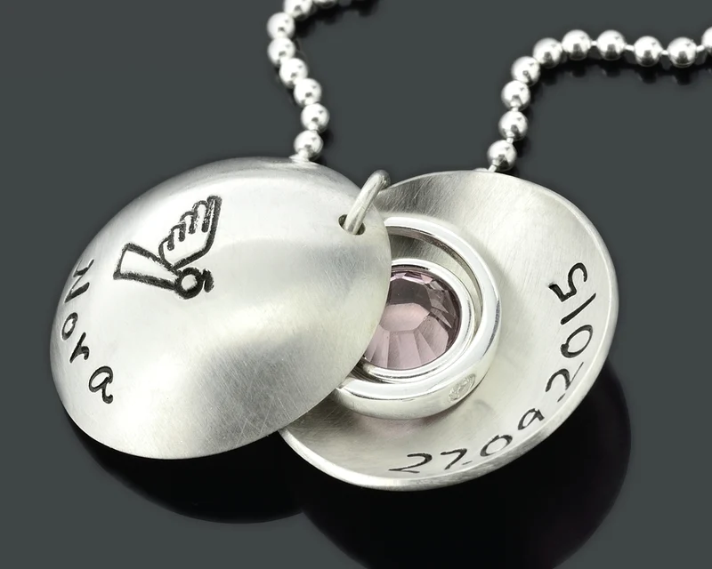 TAUFSCHMUCK MIT GRAVUR, TAUFRING KETTE, MEDAILLON SILBER