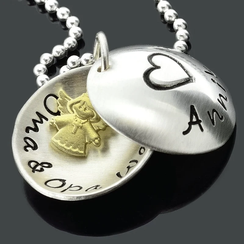 TAUFKETTE MIT ENGEL, TAUFSCHMUCK MIT GRAVUR, TAUFE KETTE