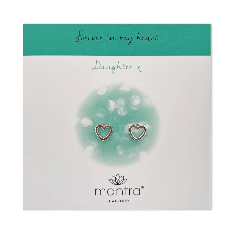 Daughter Open Hearts Earrings in Sterling Silver