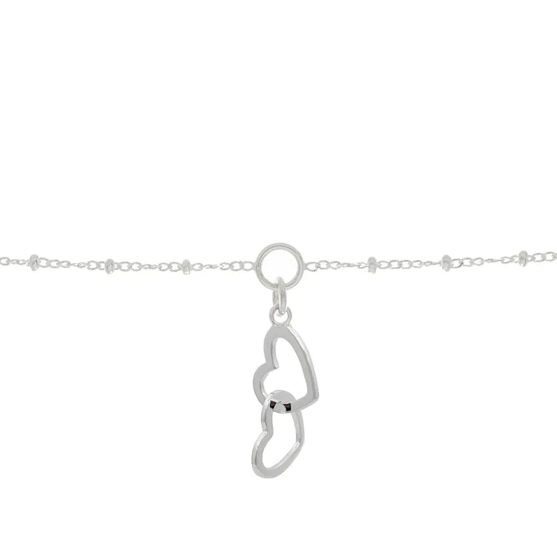 Daughter Linked Hearts Charm Bracelet in Sterling Silver