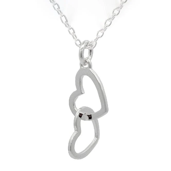 Daughter Linked Hearts Necklace in Sterling Silver