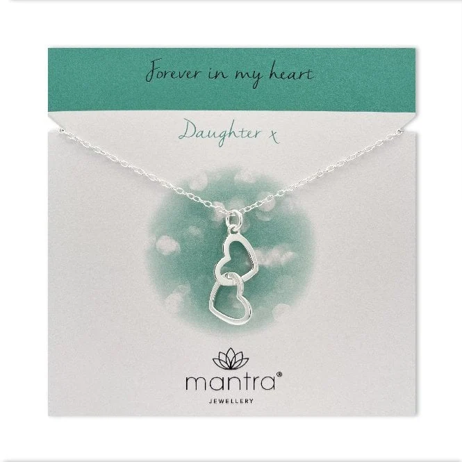 Daughter Linked Hearts Necklace in Sterling Silver