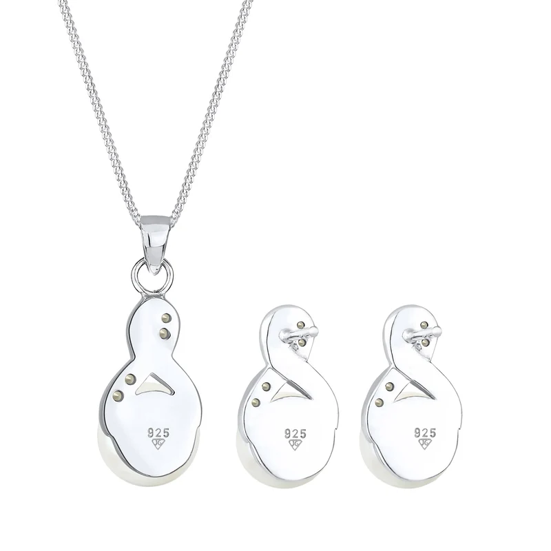 Schmuckset Infinity | Süßwasserperle, Kristall ( Weiß )