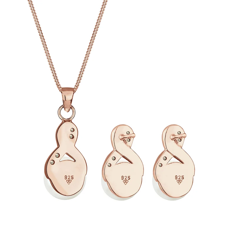 Schmuckset Infinity | Süßwasserperle, Kristall ( Weiß )