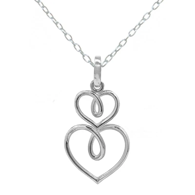 Fancy Heart Mum Necklace in Sterling Silver