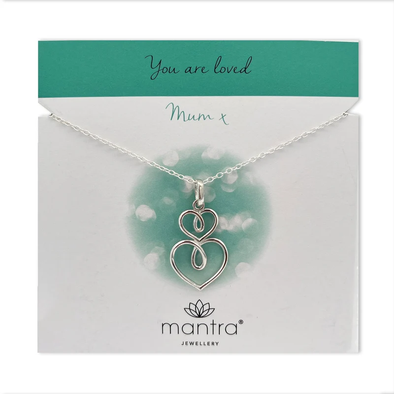Fancy Heart Mum Necklace in Sterling Silver