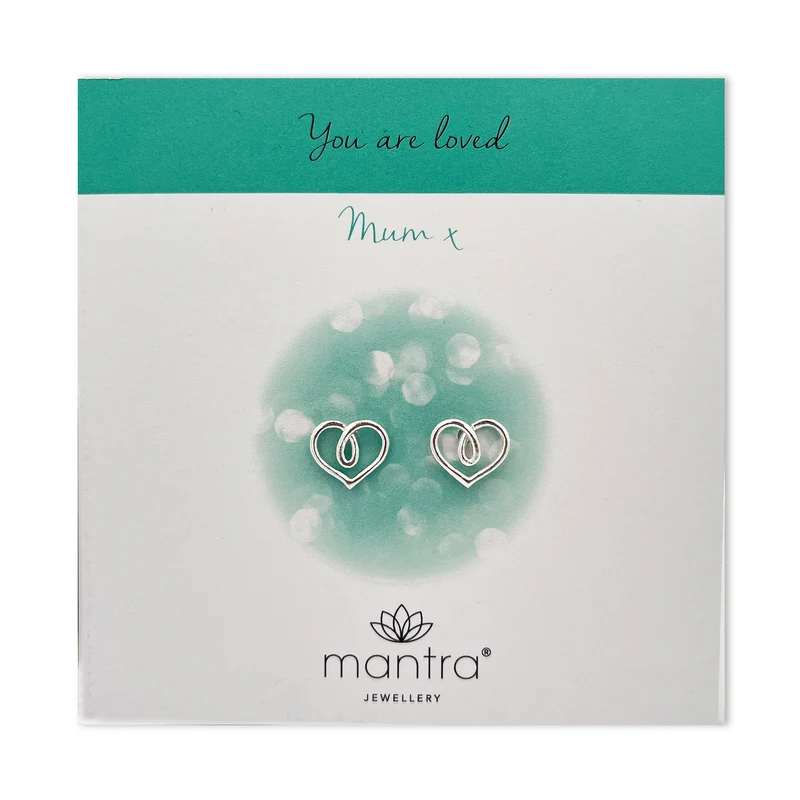Fancy Heart Mum Earrings in Sterling Silver
