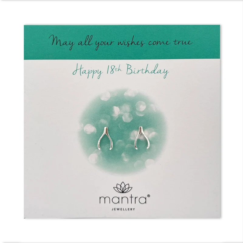 18th Birthday Wishbone Earrings in Sterling Silver