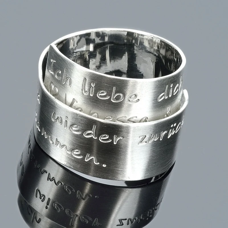SILBERRING MIT GRAVUR, DESIGNER RING, EHERINGE