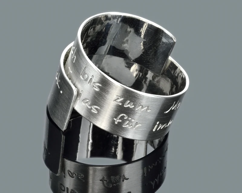 SILBERRING MIT GRAVUR, DESIGNER RING, EHERINGE