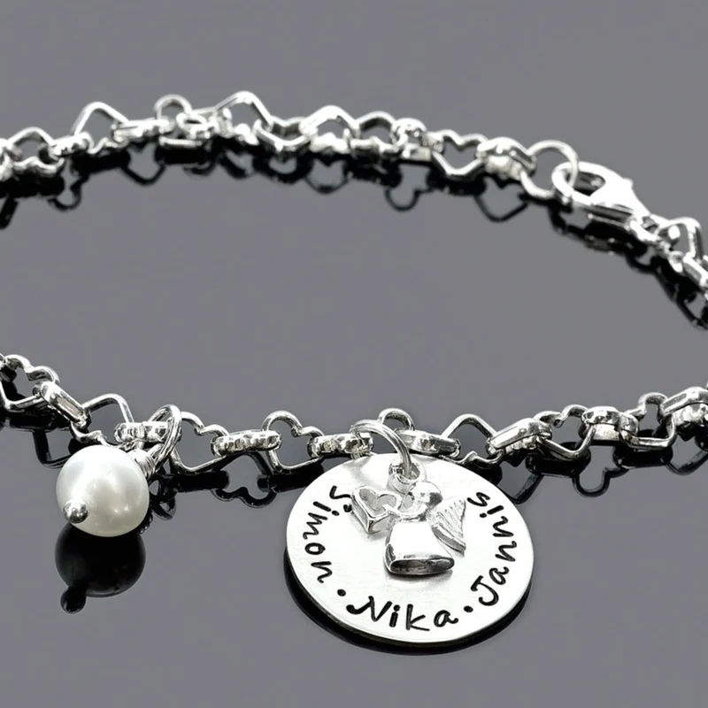 ARMBAND MIT GRAVUR, GESCHENK GEBURT, SILBERARMBAND