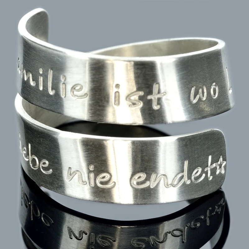 DESIGNER RING 925 SILBER SILBERRING DAMEN GRAVUR, SPIRALRING