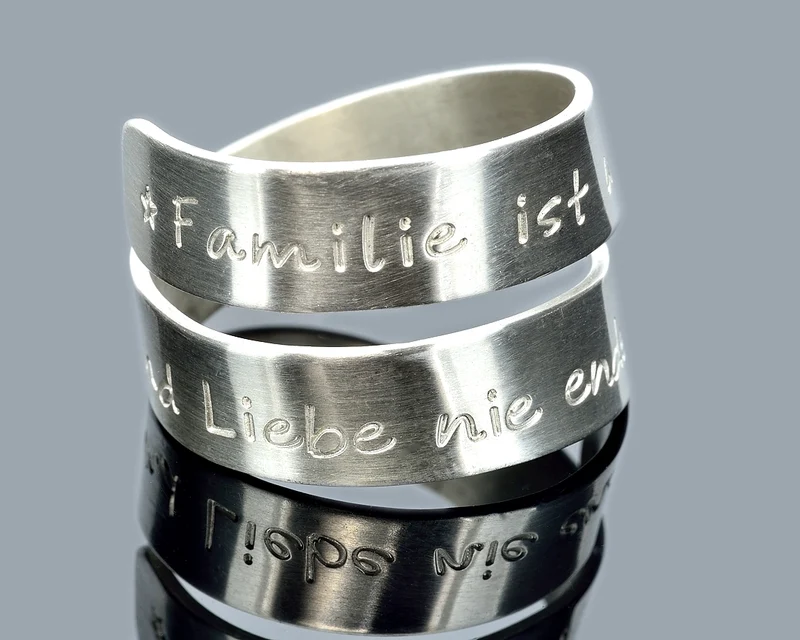 DESIGNER RING 925 SILBER SILBERRING DAMEN GRAVUR, SPIRALRING