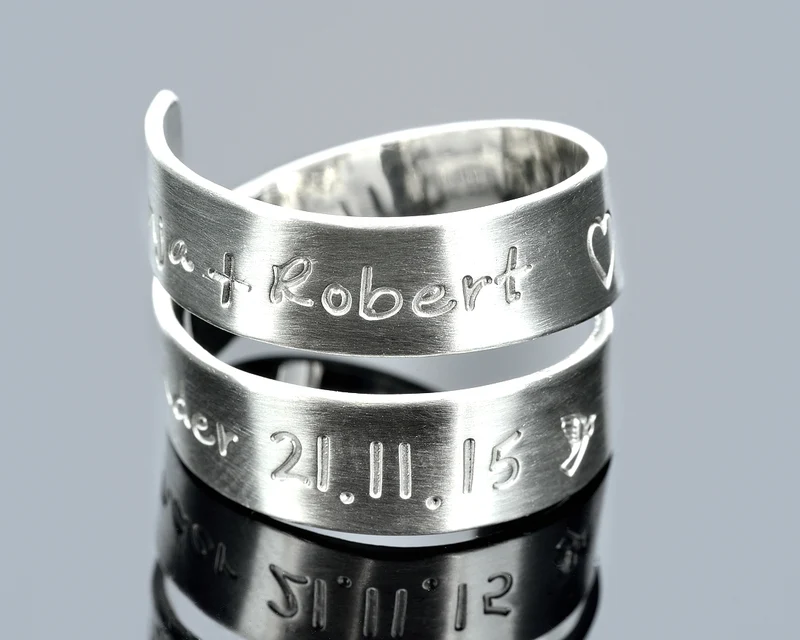 RING MIT GRAVUR SILBERING 925 SILBER NAMEN EHERING FINGERRING