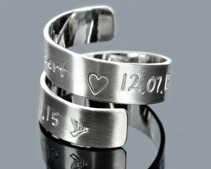 RING MIT GRAVUR SILBERING 925 SILBER NAMEN EHERING FINGERRING