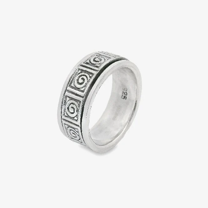 Oxidised Silver Blackened Swirls Ring, Size 57.5