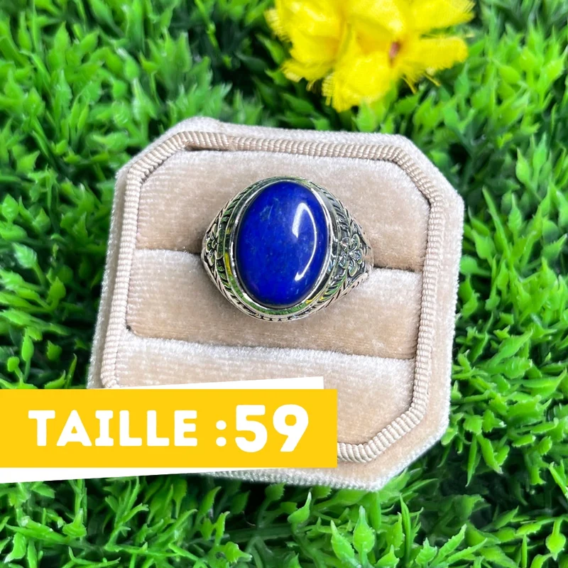 Silberner Lapislazuli-Blumen-Siegelring Nr. 2