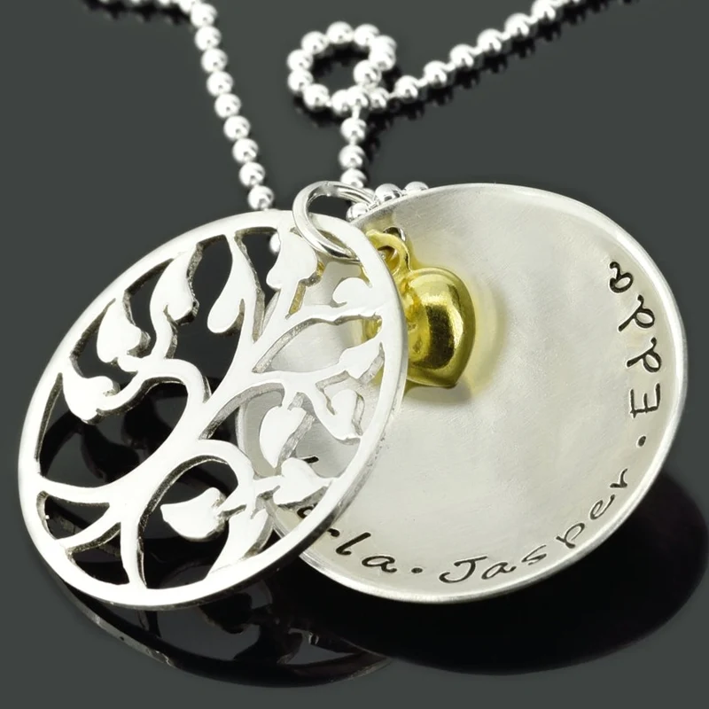 SCHMUCK DAMEN HALSKETTE OMA GRAVUR, COLLIER NAMENSKETTE 925 SILBER LEBENSBAUM