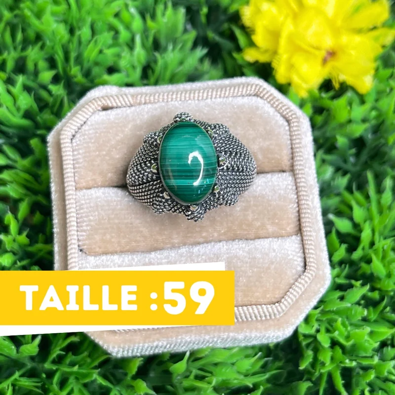 Silberner Malachit-Krallen-Siegelring Nr. 4