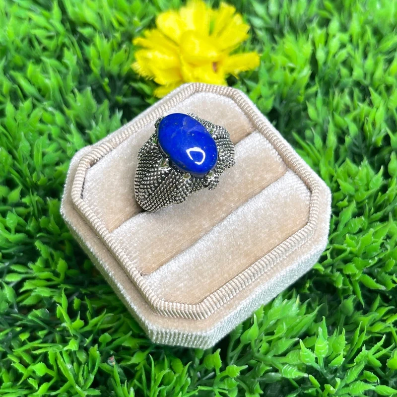 Silberner Lapislazuli-Krallen-Siegelring Nr. 1