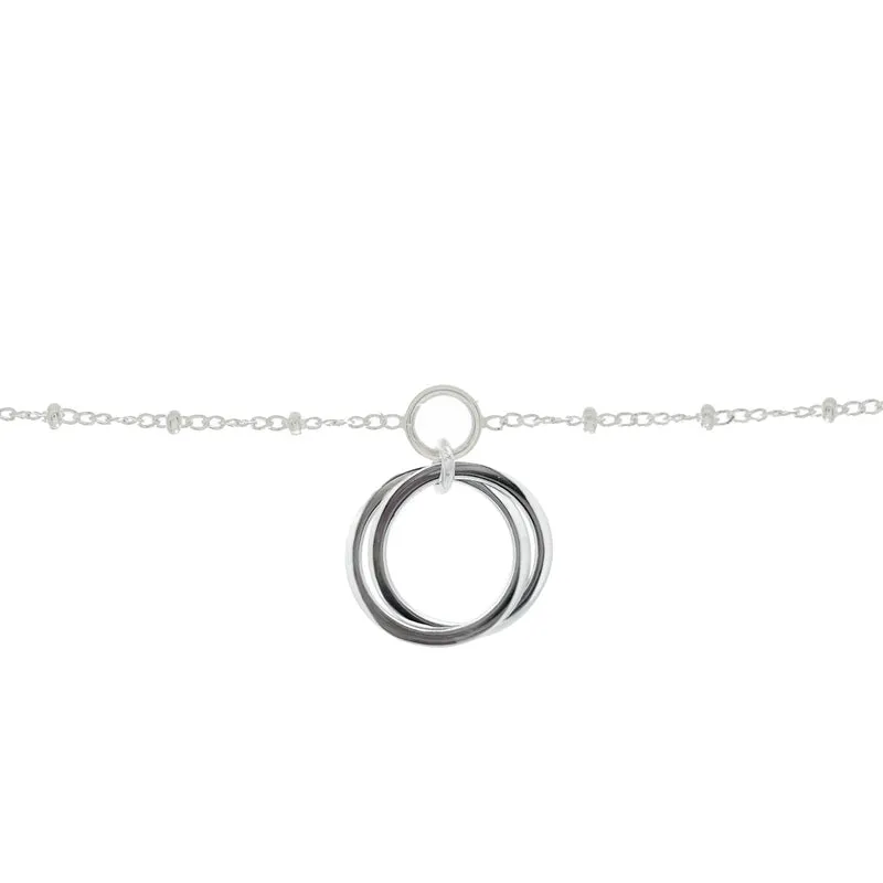 Friendship Linked Circles Charm Bracelet in Sterling Silver