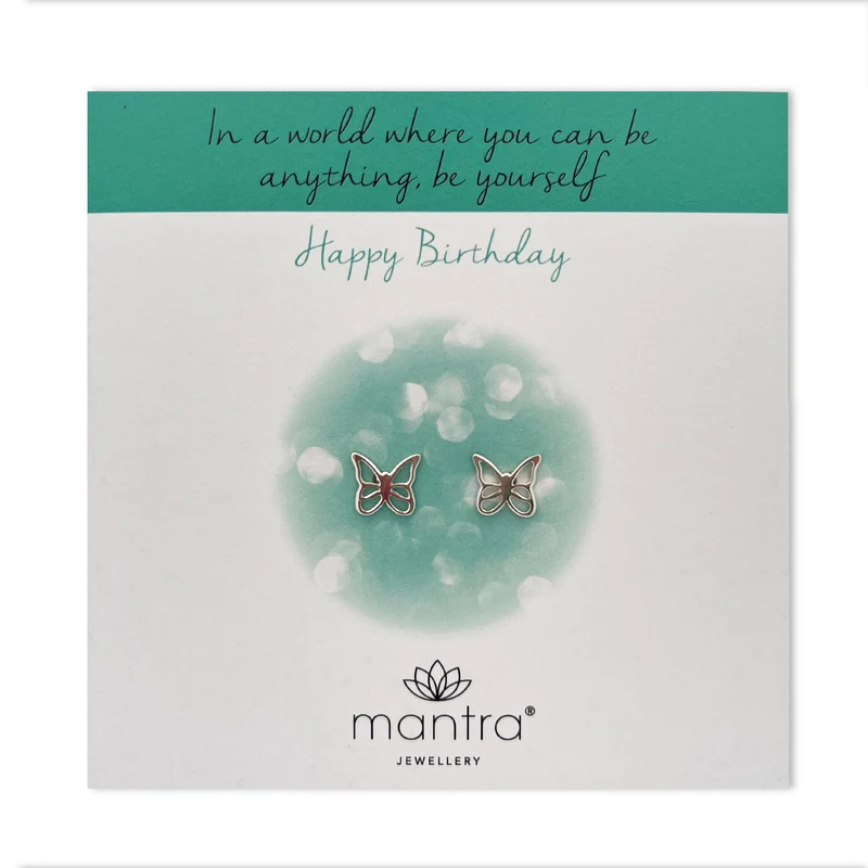 Birthday Butterfly Earrings in Sterling Silver