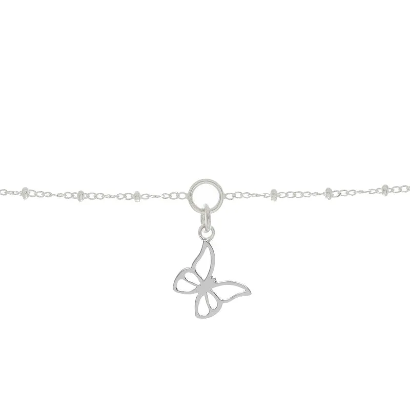 Birthday Butterfly Charm Bracelet in Sterling Silver
