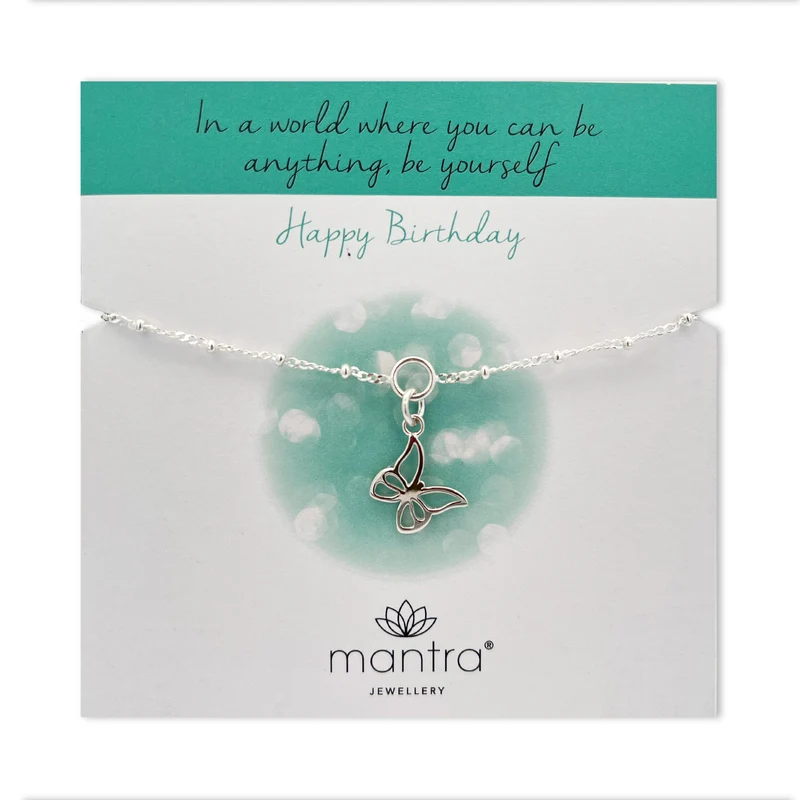 Birthday Butterfly Charm Bracelet in Sterling Silver