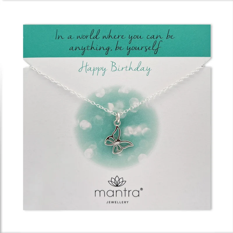 Birthday Butterfly Necklace in Sterling Silver