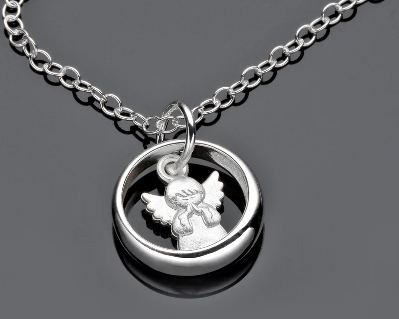 TAUFSCHMUCK 925 SILBER, TAUFRING MIT ENEL KETTE, TAUFKETTE