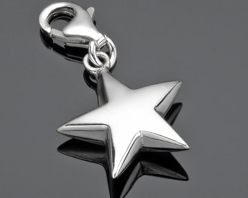 STERN CHARM 925 SILBER ANHÄNGER MIT STERN, DESIGNERSCHMUCK, SCHMUCK CHARMS