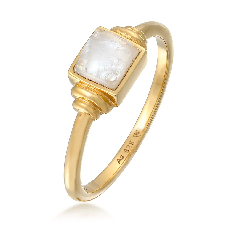 Ring Quadrat | Mondstein (Weiß)