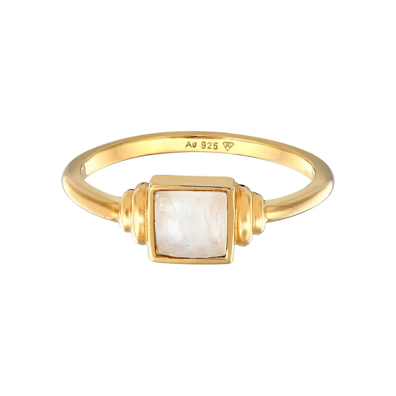 Ring Quadrat | Mondstein (Weiß)