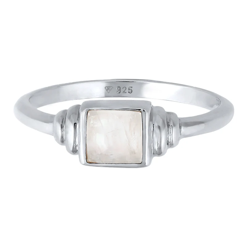 Ring Quadrat | Mondstein (Weiß)