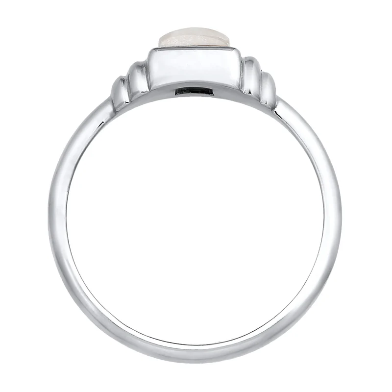 Ring Quadrat | Mondstein (Weiß)