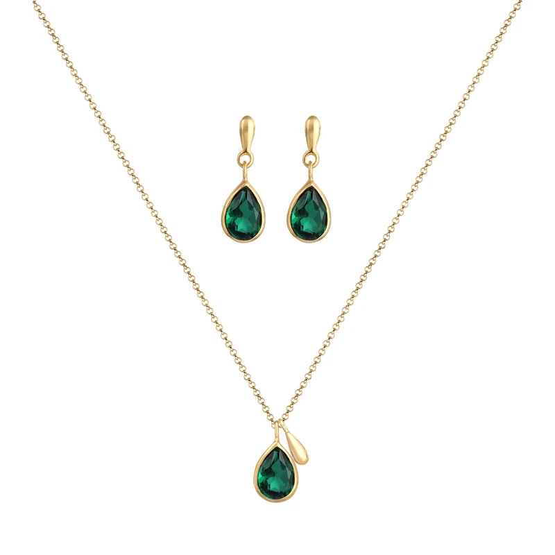 Schmuckset Tropfen | Quarz (Grün)