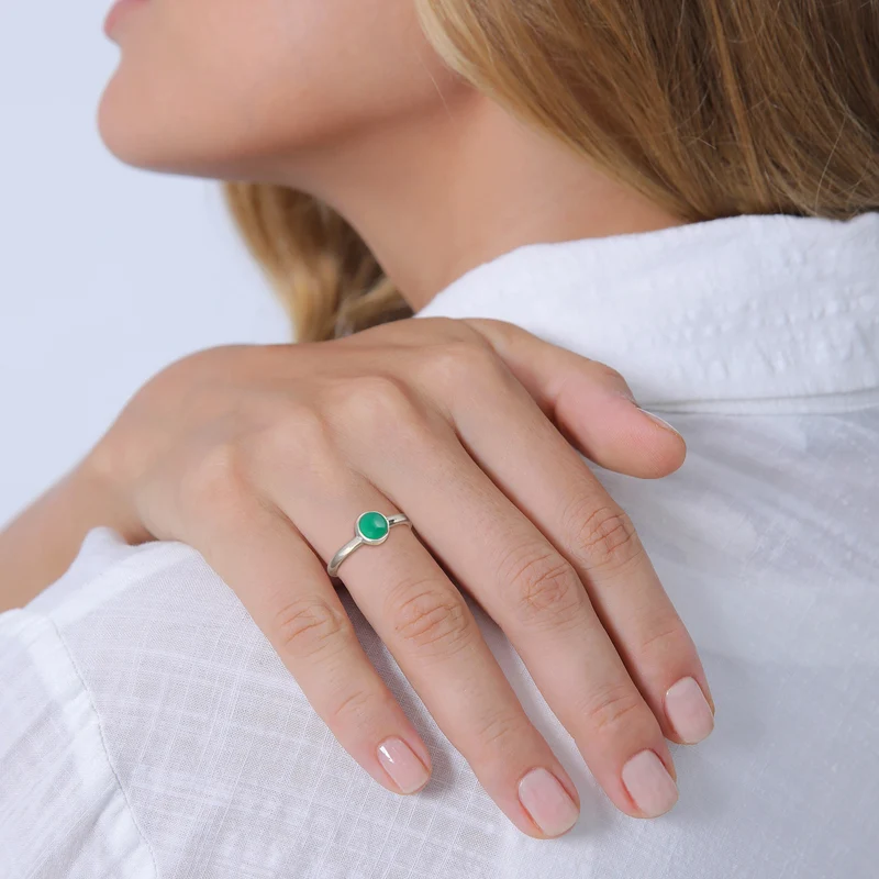 Solitär-Ring | Achat (Grün)